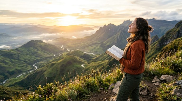 Persona confiando en Dios y disfrutando su bendición en las finanzas