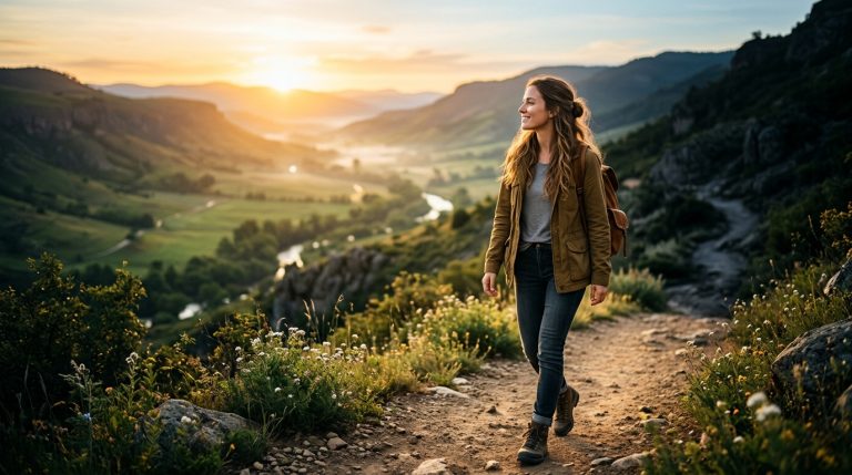 Persona caminando hacia un nuevo comienzo al amanecer después de dejar atrás su pasado