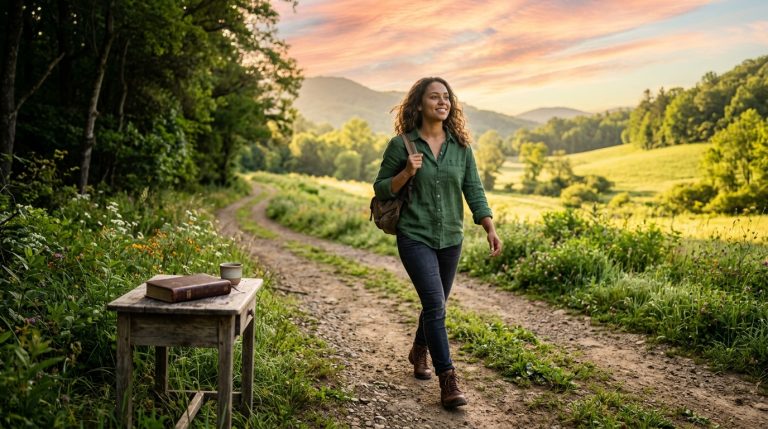Mujer caminando en paz después de perdonar una ofensa