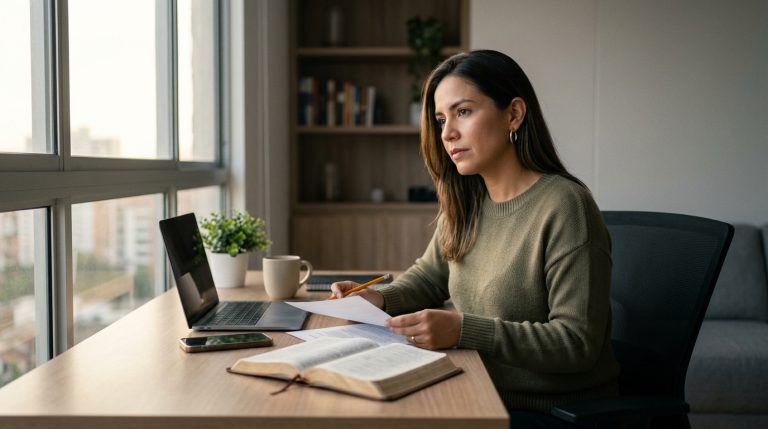 Mujer leyendo la Biblia y aplicando las enseñanzas de Jesús a su vida