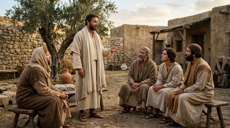 Jesús enseñando a sus discípulos sobre el señorío y la autoridad de Dios