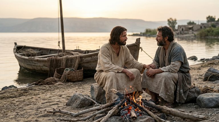 Jesús restaura a Pedro junto al mar después de su caída